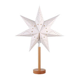 Salcar LED Papierstern mit Holzsockel – Beleuchteter Weihnachtsstern mit 2 Lampenschirmen, Warmweißes Licht, Faltbar & Austauschbare E14 Glühbirne